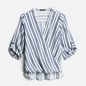 West Kei Allan Surplice Rolltab High Low Blouse